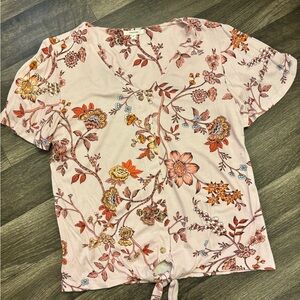 Maurices Pink Floral Button-Down Blouse